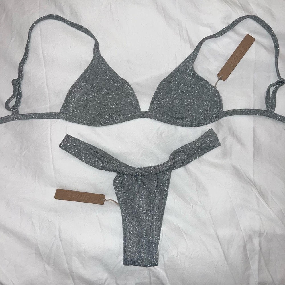 NWT Skims Silver Glitter Bikini